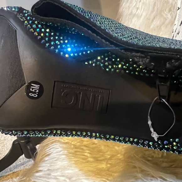 INC International Concepts Sparkling Green Heeled Boots - Picture 4 of 4